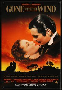 1t270 GONE WITH THE WIND video 1sh R98 Clark Gable, Vivien Leigh, Leslie Howard, classic!
