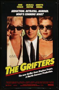 1t283 GRIFTERS 1sh '90 John Cusack, Annette Bening & Anjelica Huston all wearing sunglasses!