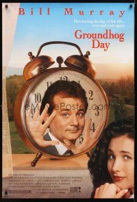 1t285 GROUNDHOG DAY DS 1sh '93 Bill Murray, Andie MacDowell, directed by Harold Ramis!