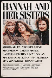 1t288 HANNAH & HER SISTERS 1sh '86 Allen directed, Mia Farrow, Dianne Weist & Barbara Hershey