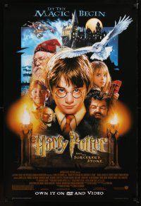 1t296 HARRY POTTER & THE PHILOSOPHER'S STONE video 1sh '01 cool cast montage art by Drew Struzan!