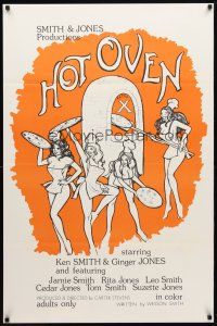 1t313 HOT OVEN 1sh '74 artwork of sexy girls making pizza wearing only aprons!