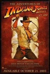 1t339 INDIANA JONES video 1sh '03 Indiana Jones Trilogy, art of adventurer w/whip!