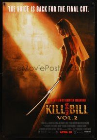 1t382 KILL BILL: VOL. 2 advance DS 1sh '04 bride Uma Thurman with katana, Quentin Tarantino!