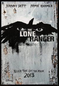 1t437 LONE RANGER teaser DS 1sh '13 Disney, Johnny Depp, Armie Hammer in the title role, cool art!