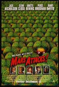 1t462 MARS ATTACKS! advance DS 1sh '96 directed by Tim Burton, great image of many alien brains!