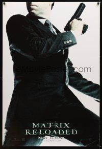 1t470 MATRIX RELOADED teaser DS 1sh '03 cool image of Hugo Weaving as Agent Smith!