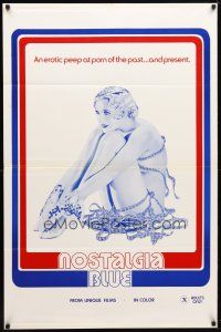 1t521 NOSTALGIA BLUE 1sh '76 great Emmett artwork of sexy naked girl wearing film!