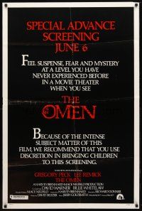 1t533 OMEN style A special advance 1sh '76 Gregory Peck, Lee Remick, Satanic horror!