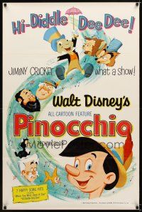 1t564 PINOCCHIO 1sh R62 Disney classic fantasy cartoon about a wooden boy who wants to be real!