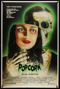 1t573 POPCORN 1sh '91 really cool wild Joann horror art, buy a bag, go home in a box!