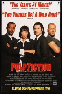 1t585 PULP FICTION video 1sh '94 Samuel L. Jackson, Uma Thurman, John Travolta, Bruce Willis!