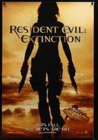 1t606 RESIDENT EVIL: EXTINCTION teaser DS 1sh '07 silhouette of zombie killer Milla Jovovich!