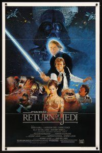 1t611 RETURN OF THE JEDI style B 1sh '83 George Lucas classic, Sano art of Hamill, Ford & Fisher!