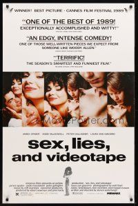 1t657 SEX, LIES, & VIDEOTAPE 1sh '89 James Spader, Andie MacDowell, Steven Soderbergh directed!
