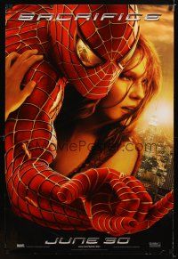 1t692 SPIDER-MAN 2 teaser DS 1sh '04 cool image of Tobey Maguire & Kirsten Dunst, sacrifice!