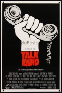1t729 TALK RADIO 1sh '88 Oliver Stone, Eric Bogosian, cool artwork of telephone & hand!