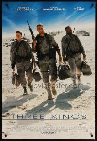 1t752 THREE KINGS advance DS 1sh '99 George Clooney, Mark Wahlberg, & Ice Cube in the Gulf War!