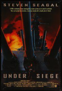 1t784 UNDER SIEGE int'l 1sh '92 Navy SEAL Steven Segal under guns on battleship!