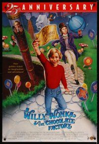 1t823 WILLY WONKA & THE CHOCOLATE FACTORY DS 1sh R96 great artwork of Gene Wilder!