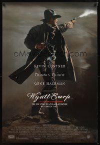 1t840 WYATT EARP 1sh '94 cool image of Kevin Costner in the title role firing gun!
