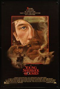 1t845 YOUNG SHERLOCK HOLMES 1sh '85 Steven Spielberg, Nicholas Rowe, really cool detective art!