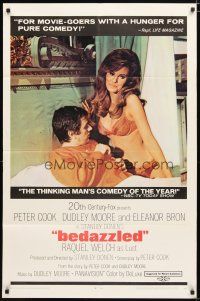 1w095 BEDAZZLED 1sh '68 classic fantasy, Dudley Moore stares at sexy Raquel Welch as Lust!