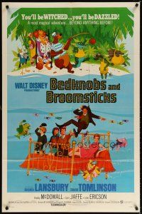 1w097 BEDKNOBS & BROOMSTICKS 1sh '71 Walt Disney, Angela Lansbury, great cartoon art!