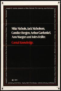 1w191 CARNAL KNOWLEDGE 1sh '71 Jack Nicholson, Candice Bergen, Art Garfunkel, Ann-Margret!