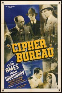 1w216 CIPHER BUREAU 1sh '38 directed by Charles Lamont, cryptographer Leon Ames, Joan Woodbury!