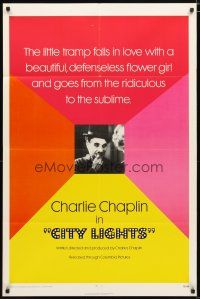 1w218 CITY LIGHTS 1sh R72 Charlie Chaplin goes from the ridiculous to the sublime!