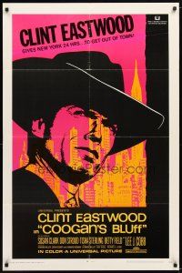 1w234 COOGAN'S BLUFF 1sh '68 art of Clint Eastwood in New York City, directed by Don Siegel!