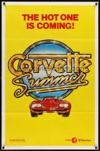 1w238 CORVETTE SUMMER teaser 1sh '78 cool different art of custom Chevrolet Corvette!