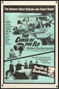 1w247 CURSE OF THE FLY/DEVILS OF DARKNESS 1sh '65 great scream-and-fright double-bill!