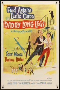 1w249 DADDY LONG LEGS 1sh '55 wonderful art of Fred Astaire in tux dancing with Leslie Caron!