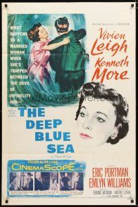 1w269 DEEP BLUE SEA 1sh '55 artwork of pretty Vivien Leigh & Kenneth More, Anatole Litvak
