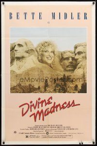 1w280 DIVINE MADNESS style A 1sh '80 wacky image of Bette Midler as part of Mt. Rushmore!