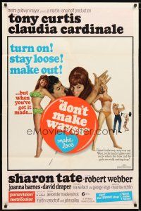 1w286 DON'T MAKE WAVES 1sh '67 Tony Curtis with super sexy Sharon Tate & Claudia Cardinale!