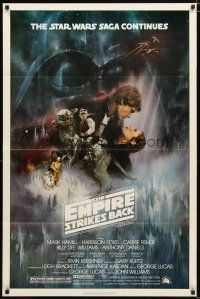 1w310 EMPIRE STRIKES BACK 1sh '80 George Lucas classic, GWTW art by Roger Kastel!