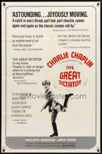 1w398 GREAT DICTATOR 1sh R72 Charlie Chaplin directs and stars, wacky WWII comedy!