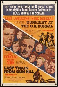 1w403 GUNFIGHT AT THE OK CORRAL/LAST TRAIN FROM GUN HILL 1sh '63 Double-Barreled Excitement!