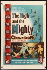 1w431 HIGH & THE MIGHTY 1sh '54 John Wayne, Claire Trevor, directed by William Wellman!