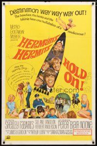 1w439 HOLD ON 1sh '66 rock & roll, great image of Herman's Hermits, Shelley Fabares!