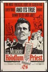 1w442 HOODLUM PRIEST 1sh '61 religious Don Murray saves thieves & killers, and it's true!