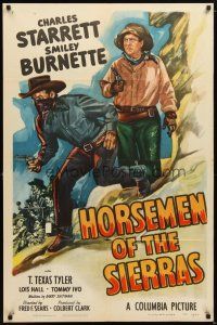 1w445 HORSEMEN OF THE SIERRAS 1sh '49 Charles Starrett as The Durango Kid, Smiley Burnett