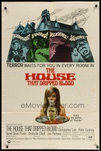1w454 HOUSE THAT DRIPPED BLOOD 1sh '71 Christopher Lee, Vampires! Voodoo! Vixens!