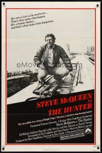1w459 HUNTER 1sh '80 bounty hunter Steve McQueen riding on top of a Chicago El!