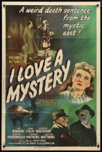 1w462 I LOVE A MYSTERY 1sh '45 Nina Foch stars in radio's sensational chill show on the screen!