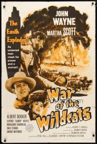 1w468 IN OLD OKLAHOMA 1sh R59 John Wayne, Martha Scott, cool artwork, War of the Wildcats!