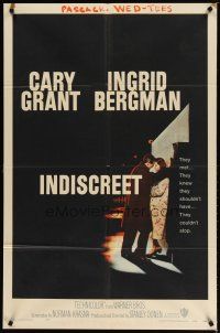 1w470 INDISCREET 1sh '58 Cary Grant & Ingrid Bergman, directed by Stanley Donen!